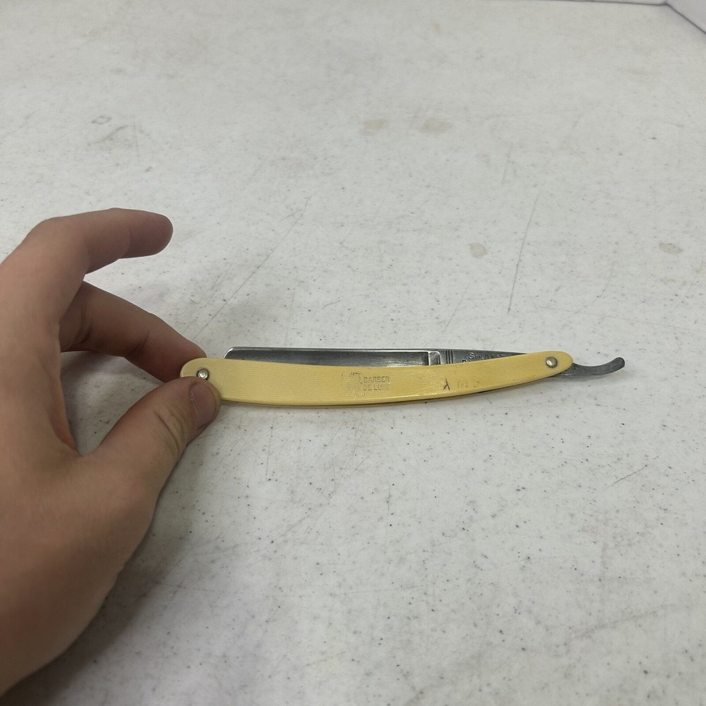 Vintage Shumate Razor Co Barber De Luxe Straight Razor St Louis USA Celluloid